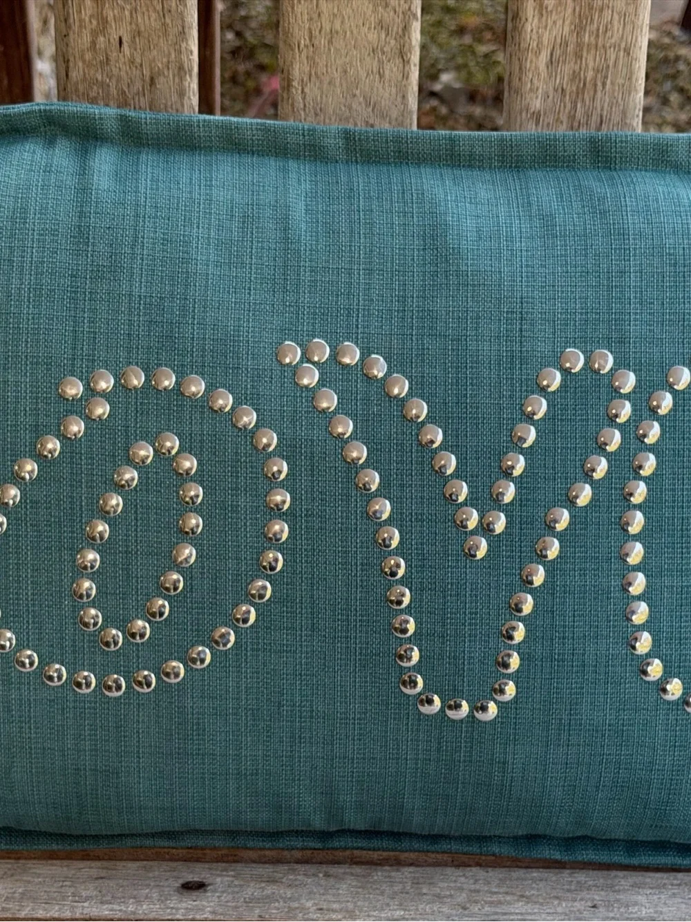 Teal Studded 'Love' Decorative Lumbar Pillow - Home Accents